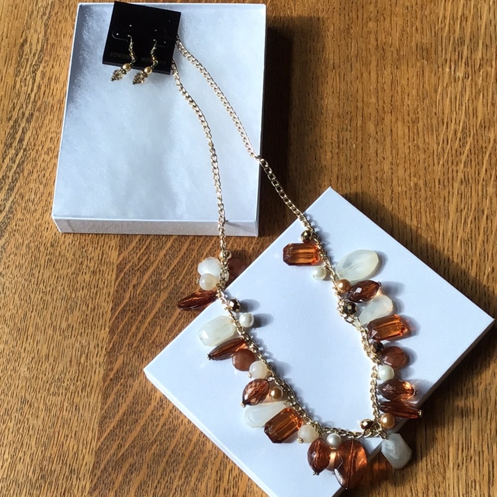 Brown/White/Gold Costume Jewelry